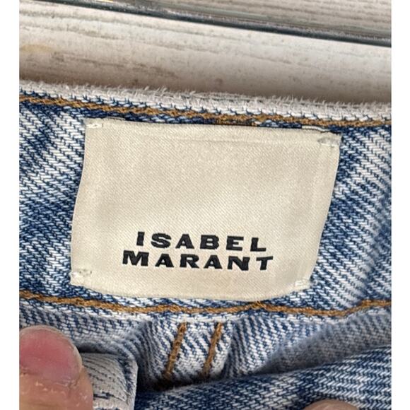 Isabel Marant Women’s 14 Laora Mid-Rise Slim-Leg Light Wash Blue Denim Jeans New - Picture 5 of 10